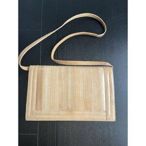 Vintage Y2K Eel Skin Beige Convertible Shoulder Clutch Bag Suede lining
